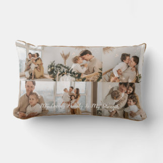 Multi Photo Collage Modern Personalised Family Lumbar Cushion