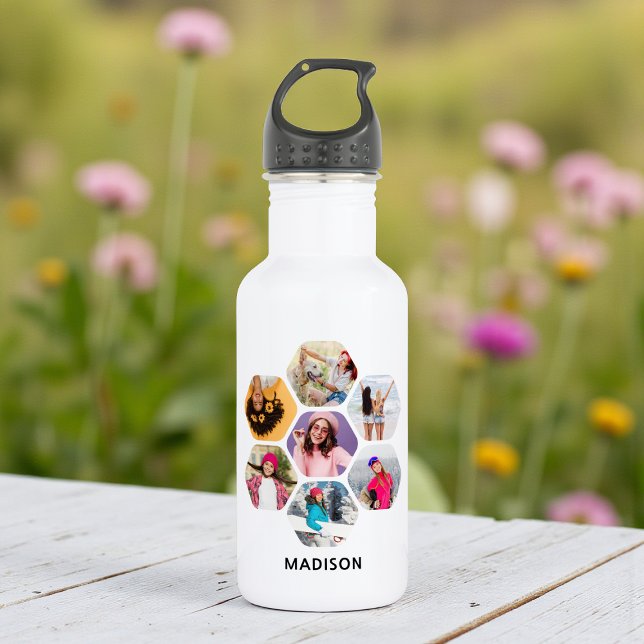 Multi Photo Collage Modern Personalised Name 532 Ml Water Bottle (Creator Uploaded)