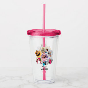 Multi Photo Collage Modern Personalised Name Acrylic Tumbler
