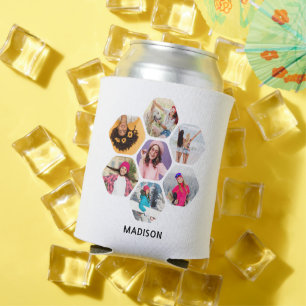 Multi Photo Collage Modern Personalised Name Can Cooler