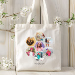 Multi Photo Collage Modern Personalised Name Tote Bag<br><div class="desc">Multi Photo Collage Modern Personalised Name Tote Bags features a photo collage of your favourite photos in a hexagon shape. Personalised with your name in modern black script. Perfect for birthday, Christmas, Mother's Day, Grandparents, sister, best friend and more. PHOTO TIP: centre your photos before uploading to Zazzle. Designed by...</div>