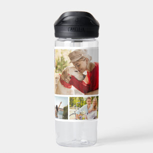Multi Photo Collage Modern Personalised Name Water Bottle