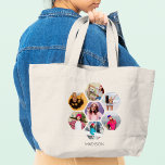 Multi Photo Collage Modern Personalized Name Large Tote Bag<br><div class="desc">Multi Photo Collage Modern Personalized Name Tote Bags features a photo collage of your favorite photos in a hexagon shape. Personalized with your name in modern black script. Perfect for birthday, Christmas, Mother's Day, Grandparents, sister, best friend and more. PHOTO TIP: center your photos before uploading to Zazzle. Designed by...</div>