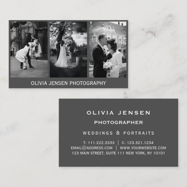 Multi-Photo Collage Photography Modern Business Card (Front/Back)