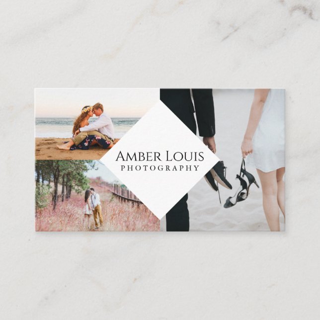 Multi-Photo Collage Photography Modern Business Card (Front)