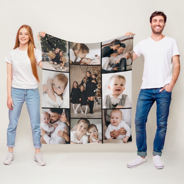 Multi Photo Collage Simple Minimalist No Text Fleece Blanket (In Situ)