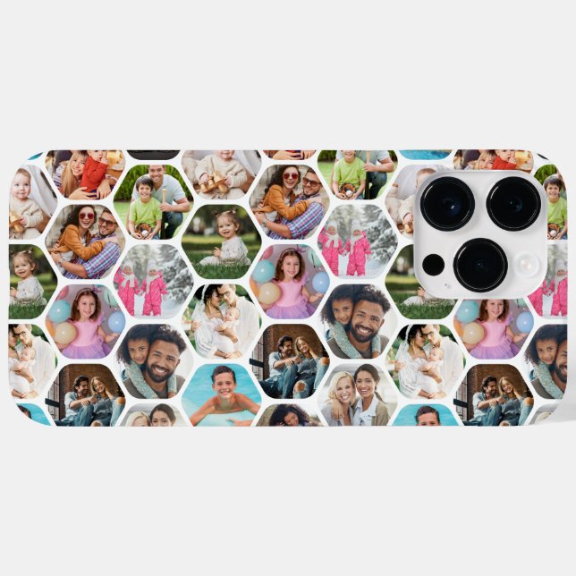 Multi Photo Collage Simple Modern Hexagon Pattern Case-Mate iPhone Case (Back (Horizontal))