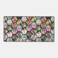 Multi Photo Collage Simple Modern Hexagon Pattern