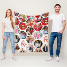 Multi Photo Collage Simple Modern Hexagon Pattern