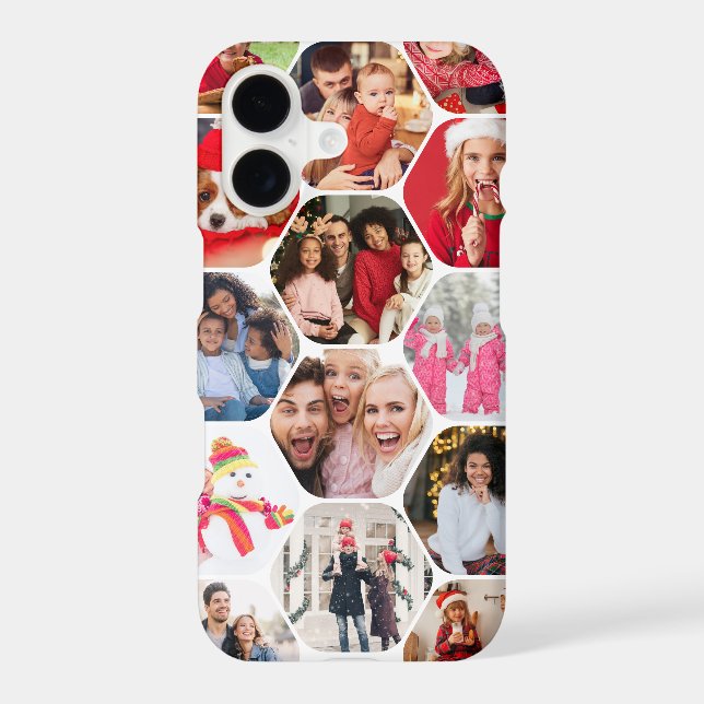 Multi Photo Collage Simple Modern Hexagon Pattern Samsung Galaxy S21 Case (Back)