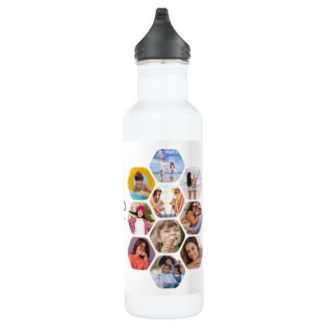 Multi Photo Collage Simple Modern Personalised 710 Ml Water Bottle (Right)