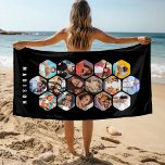 Multi Photo Collage Simple Modern Personalised Beach Towel<br><div class="desc">Multi Photo Collage Simple Modern Personalised Name Hexagon Pattern Custom Beach Towel features a photo collage of your favourite photos in a hexagon shape. Personalised with your name at the base. Perfect for birthday, Christmas, Mother's Day, Father's Day, Grandparents, brother, sister, best friend and more. PHOTO TIP: centre your photos...</div>