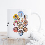 Multi Photo Collage Simple Modern Personalised Large Coffee Mug<br><div class="desc">Multi Photo Collage Simple Modern Personalised Name Hexagon Pattern Giant Coffee Mug features a photo collage of your favourite photos in a hexagon shape. Personalised with your name. Perfect for birthday, Christmas, Mother's Day, Father's Day, Grandparents, brother, sister, best friend and more. PHOTO TIP: centre your photos before uploading to...</div>
