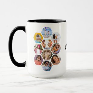 Multi Photo Collage Simple Modern Personalised Mug