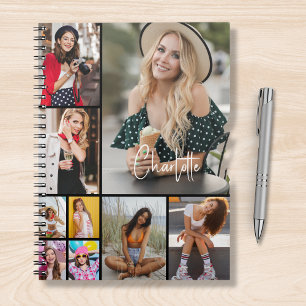 Multi Photo Collage Simple Modern Personalised Notebook