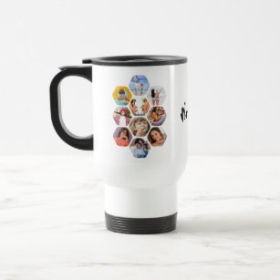 Multi Photo Collage Simple Modern Personalised Travel Mug