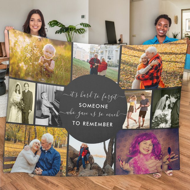 Multi Photo Collage Someone to Remember Black Fleece Blanket (Creator Uploaded)