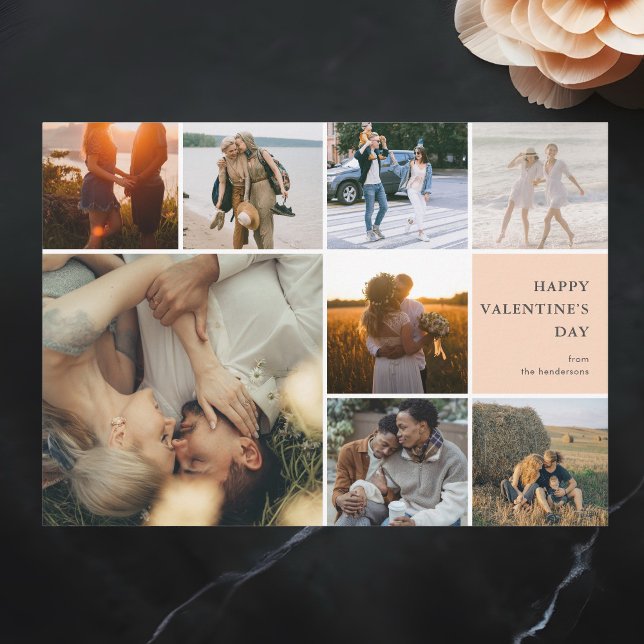 Multi Photo Collage Valentines Day Holiday Card (Creator Uploaded)