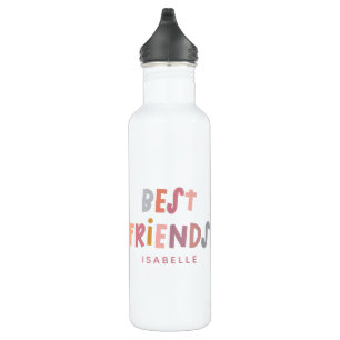 Multi photo colourful fun typography best friends 710 ml water bottle