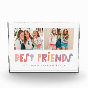 Multi photo colourful fun typography best friends block