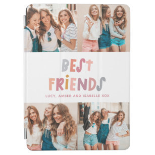 Multi photo colourful fun typography best friends iPad air cover