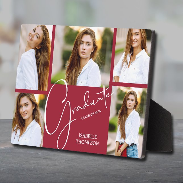 Multi Photo Crimson Graduation Keepsake Plaque (Creator Uploaded)