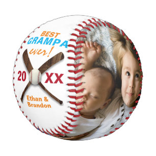 Multi Photo Custom Best Grampa Ever Father's Day Baseball