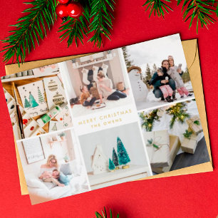Multi Photo Customisable Merry Christmas Foil Holiday Card