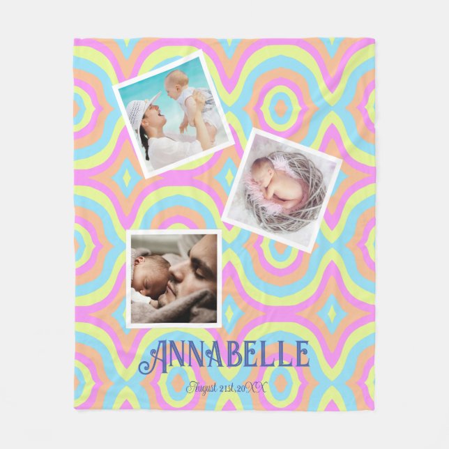 Multi photo disco fleece blanket (Front)