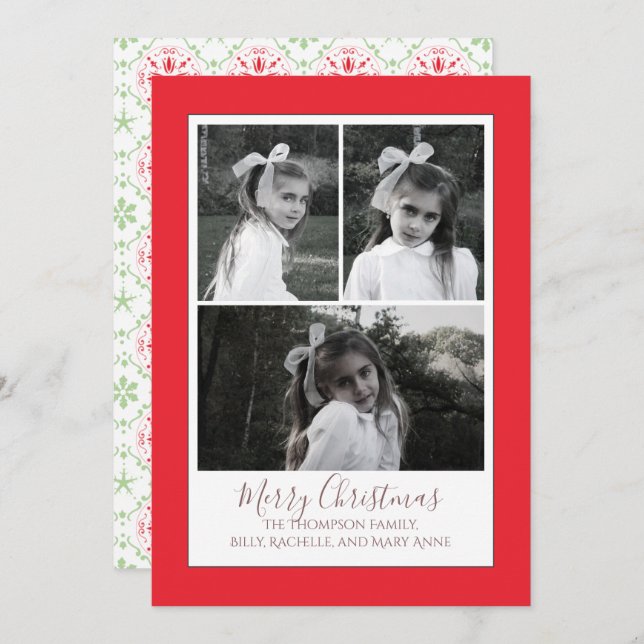 Multi Photo Elegant Christmas Photo Card Elegant (Front/Back)