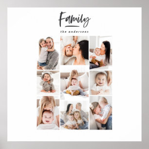 multi photo family modern holiday card poster