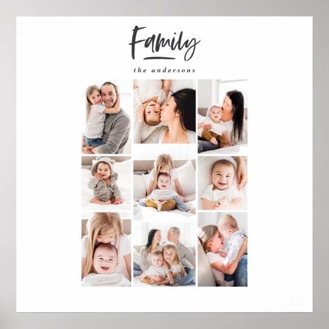 multi photo family modern holiday card poster (Front)