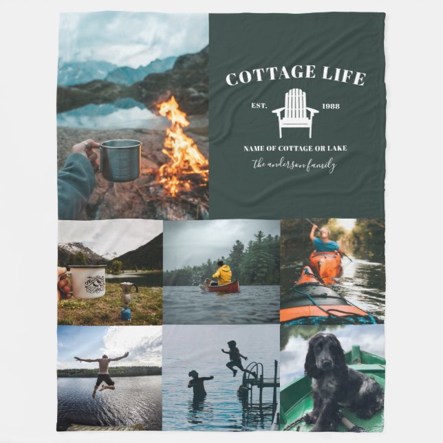 Multi Photo Family Photo  Fleece Blanket (Front)