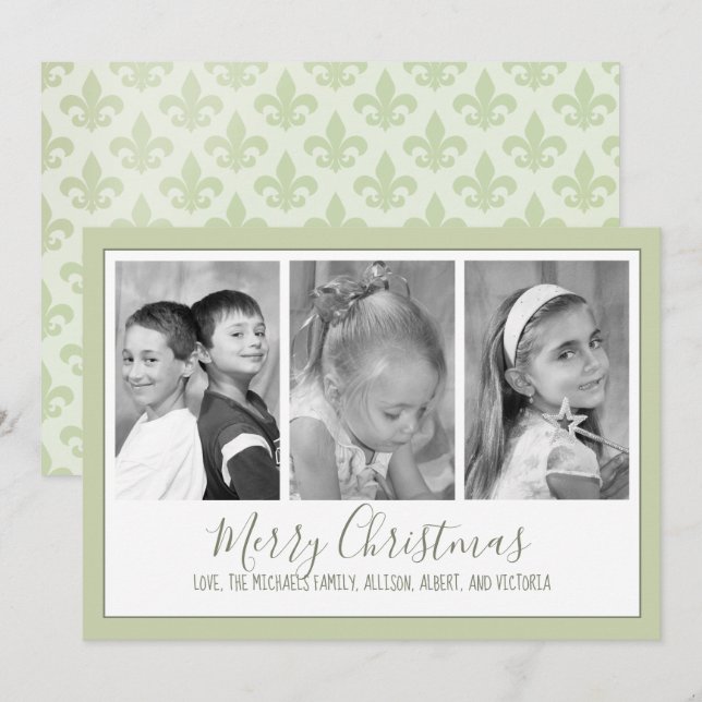 Multi Photo Fleur De Lis Christmas Photo Card (Front/Back)