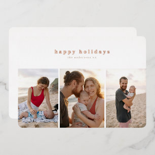 Multi Photo Foil Pressed Modern Photocard Foil Holiday Card