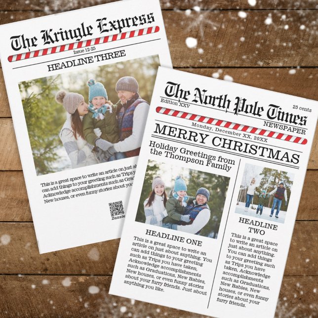 Multi Photo Funny Merry Christmas North Pole News Holiday Card (Creator Uploaded)