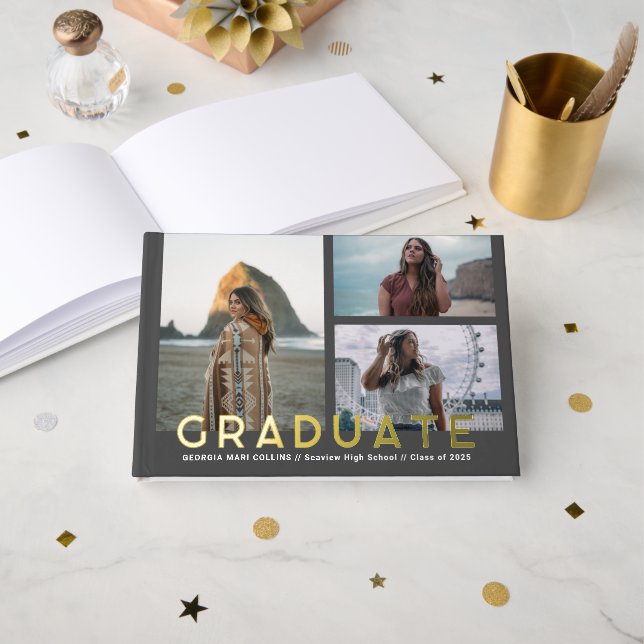 Multi Photo Graduate Foil Guestbook (Front Open)