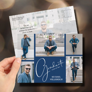 Multi Photo Graduation Party Invitation Postcard