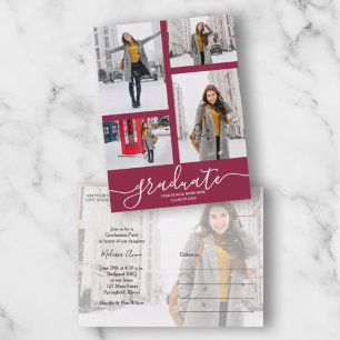 Multi Photo Graduation Party Invitation Postcard