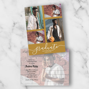 Multi Photo Graduation Party Invitation Postcard
