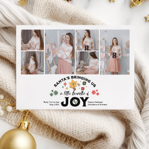 Multi Photo Groovy Christmas Pregnancy Announcemen Holiday Card