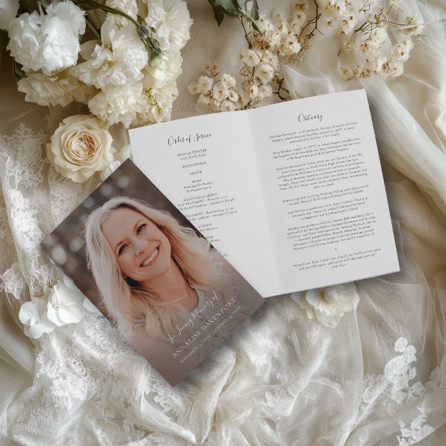 Multi Photo Memorial Sympathy Funeral Program (This simple, yet elegant, program will help you express your love for your loved one.)