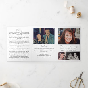 Multi Photo Memorial Sympathy Funeral Program Tri-Fold Programme