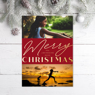 Multi Photo Merry Christmas Foil Holiday Card