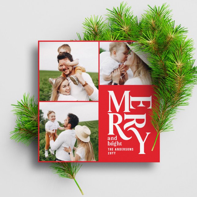 multi photo modern colourful red typography  holiday card (Creator Uploaded)