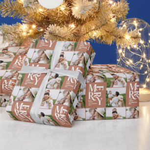 multi photo modern colourful terracotta typography wrapping paper