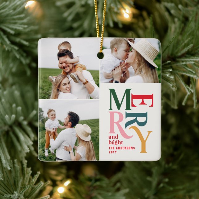 multi photo modern colourful typography unique ceramic ornament (Tree)