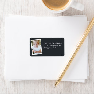 Multi photo modern elegant script black party label