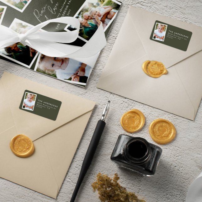 Multi photo modern elegant script green party label (Creator Uploaded)