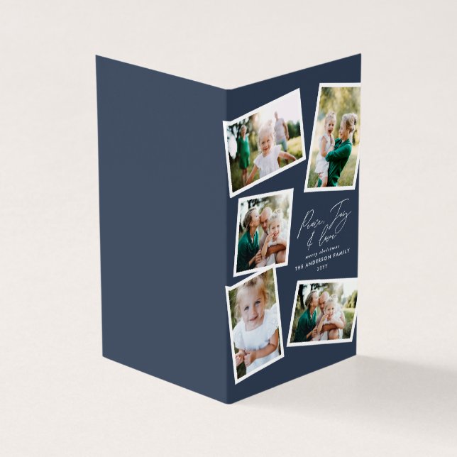 Multi photo modern elegant script navy blue party (Outside)